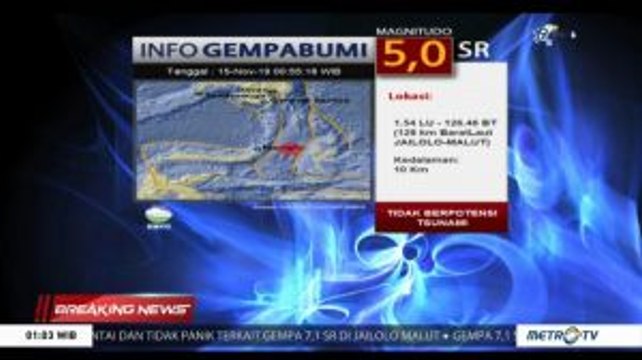 Gempa Susulan 5,0 SR Guncang Maluku Utara