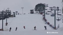 Snowboarders and skiers hit the slopes after some early winter weather