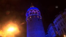 Galata Kulesi, diyabete dikkati çekmek için maviye büründü