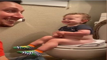 "I didn't poop, I peed", kid's funny voice has dad crying with laughter