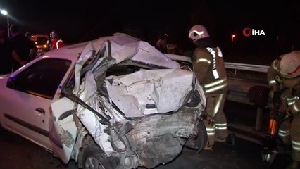 O-3 karayolunda İETT otobüsü, otomobile çarptı: 1'i ağır 3 kişi yaralandı