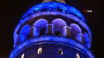 Galata Kulesi 'Dünya Diyabet Günü' Sebebiyle Maviye Büründü