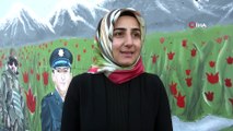 Öğrencilerin 6 günlük çalışması tamamlandı, 57 metre uzunluğundaki güvenlik duvarına Türk bayrağı ve polis portreleri çizildi