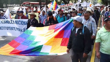 Dozens protest in support of former Bolivian president Evo Morales in Guatemala