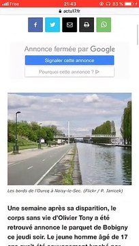 Le corps du jeune homme de 17 ans dont le lynchage a été diffusé sur internet à été retrouvé hier sur les berges du canal de l'Ourcq à Noisy-le-Sec