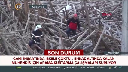 Cami inşaatında iskele çöktü