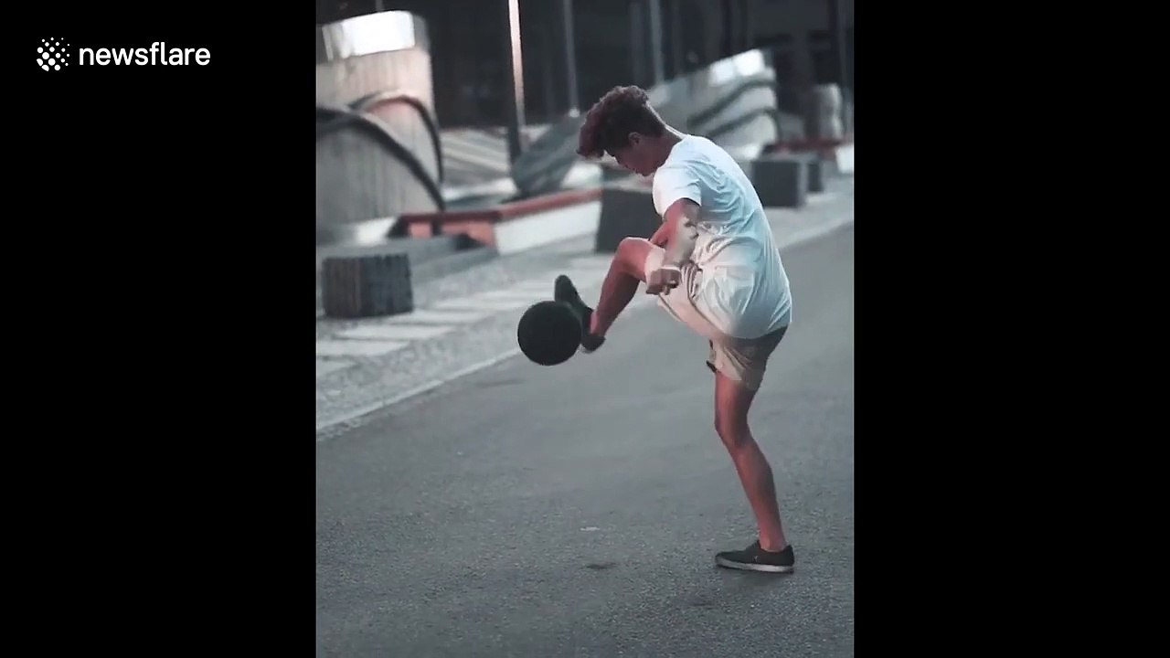 Norwegian freestyler extinguishes flaming football with dazzling kick-up tricks