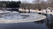 Floating Ice Disc Spins in Circles