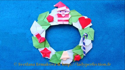 Origami : Couronne de  Noël