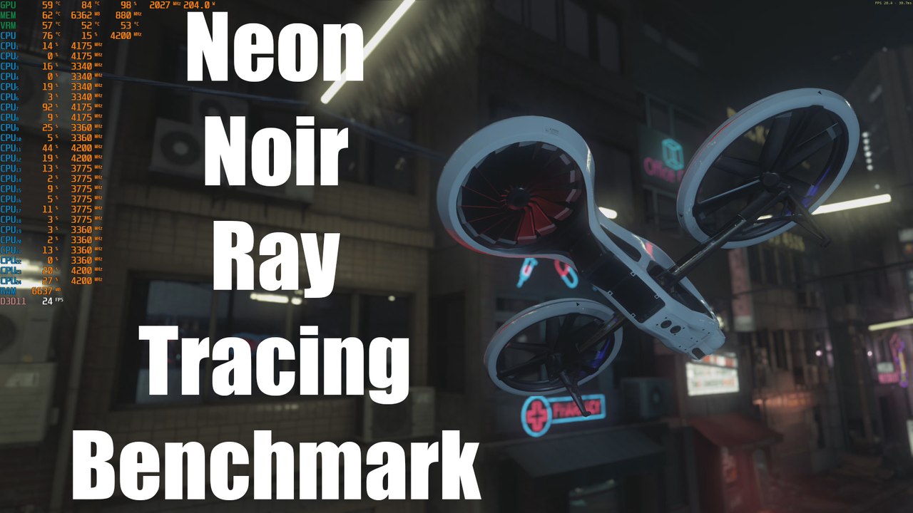 Neon noir ray tracing benchmark - r9 3900x + 5700xt