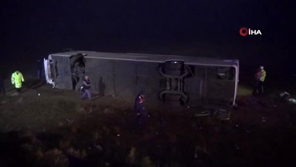 Yolcu otobüsü şarampole yuvarlandı: İlk belirlemelere göre 37 yaralı, 1 ölü