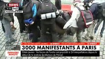 Gilets Jaunes, 1 an: Un manifestant blessé devant les caméras de CNews, un peu après 11h, Place d'Italie à Paris lors d'une violente chute