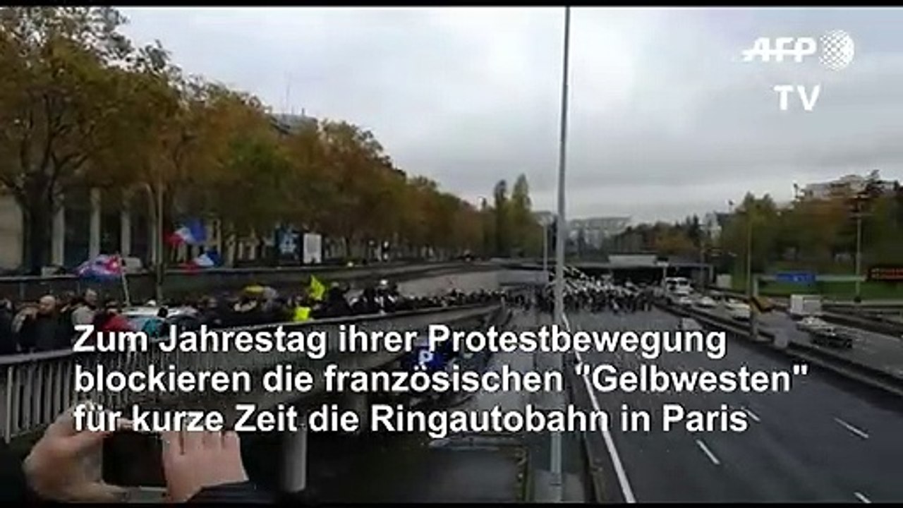 'Gelbwesten' blockieren zum Jahrestag Ringautobahn in Paris