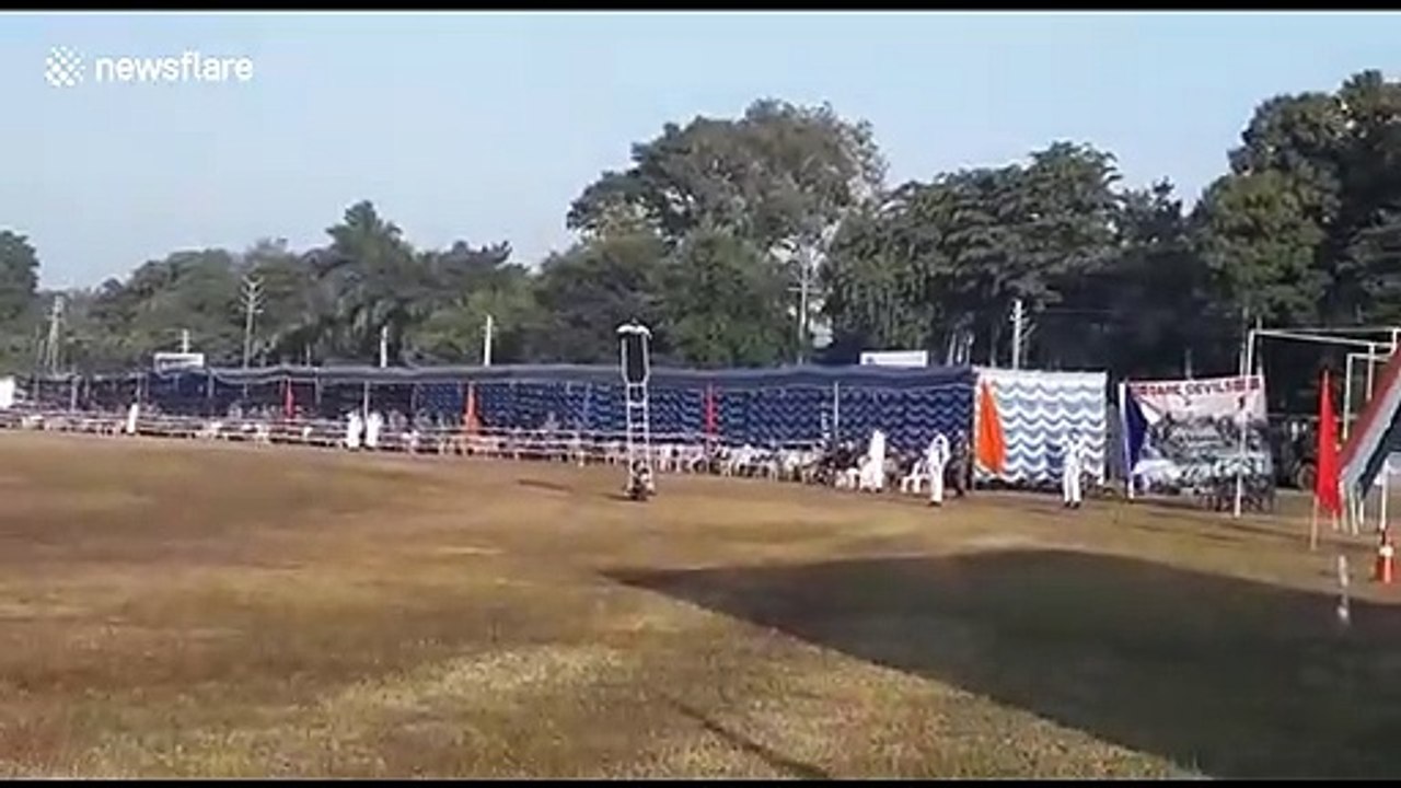 Indian daredevil rides 128km on a ladder on a motorbike, backwards