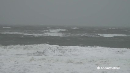 Early morning video from North Carolina as powerful coastal storm makes its way to land