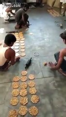 Video herunterladen: Ces employé d'une usine de nourriture préparent les plats à même le sol en Inde !