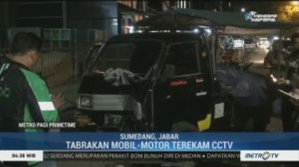 Tabrakan Mobil dan Motor di Sumedang Terekam CCTV