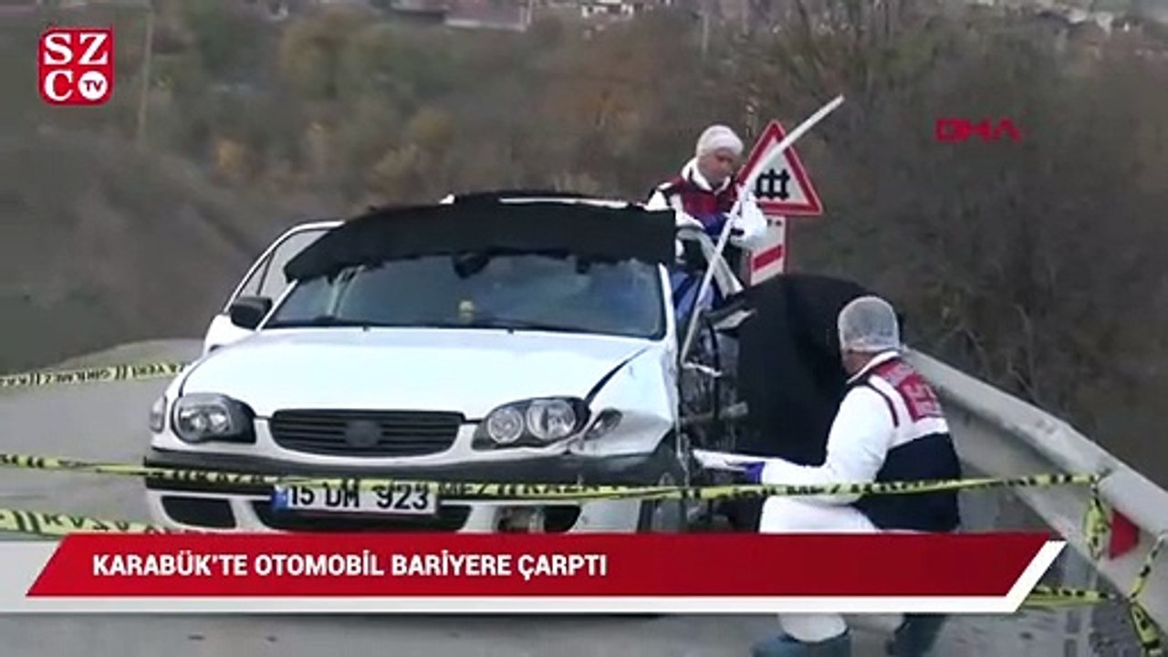 Otomobil bariyere çarptı