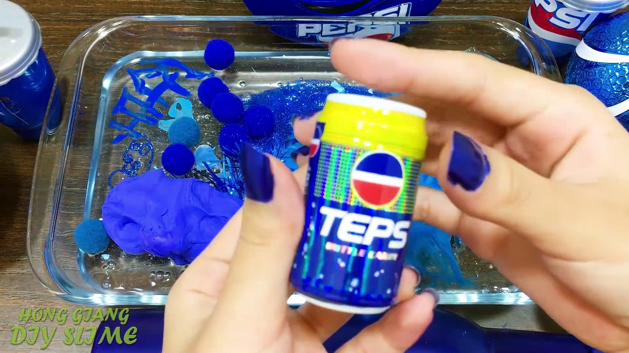 Series BLUE PEPSI Slime ! Mixing Random Things into CLEAR Slime ! Satisfying Slime s #636