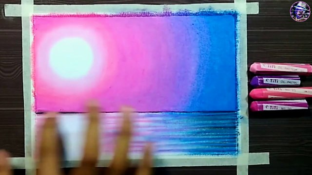 Easy trick A Beautiful purple moonlight scenery drawing oil pastel tutorial step by step