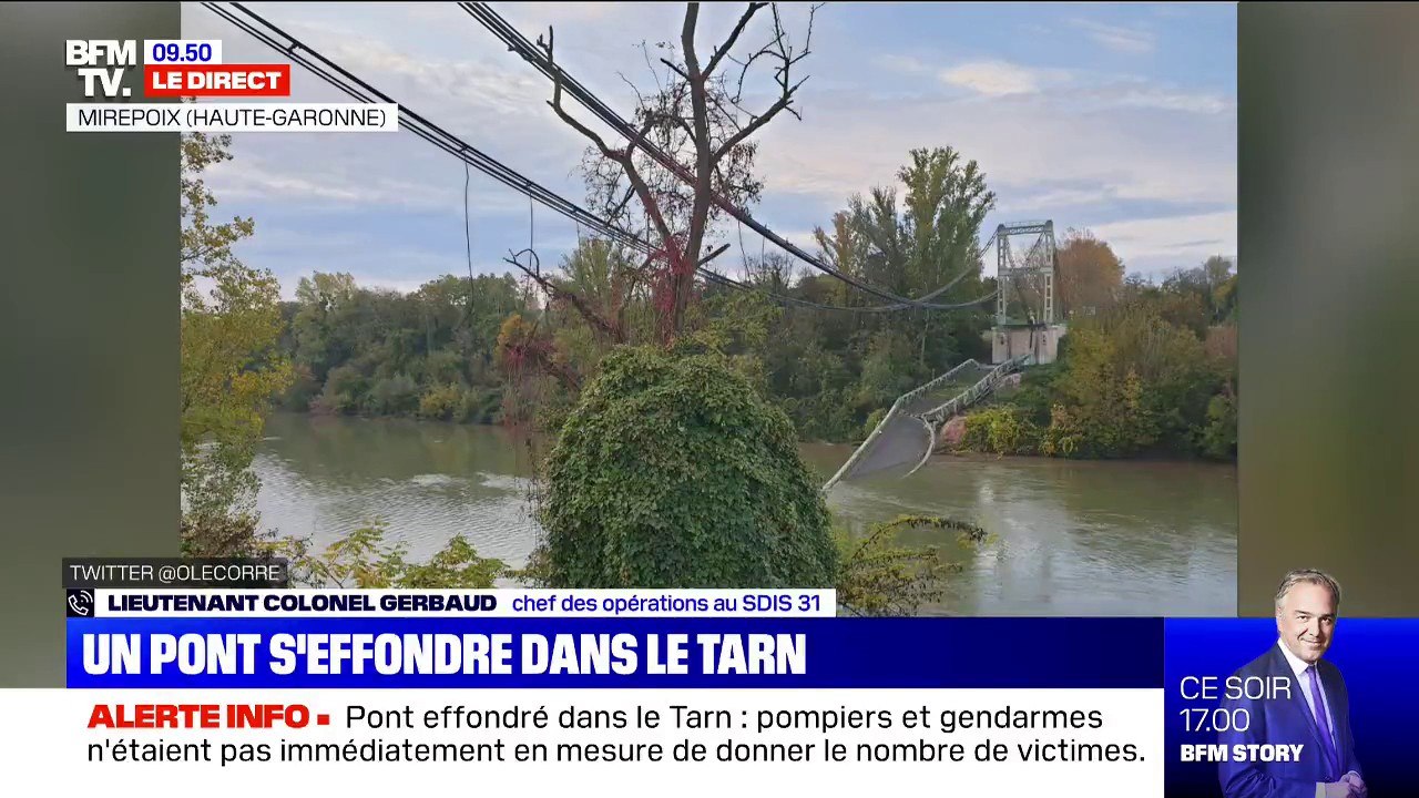 "Deux voitures ont chuté de façon certaine dans le Tarn", explique le lieutenant colonel Gerbaud, chef des opérations au SDIS31