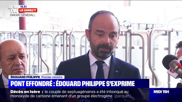 Pont effondré: Le pont avait fait l'objet d'un examen approfondi en 2017 (...) sa solidité technique n'était en rien en cause déclare Édouard Philippe