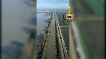 Finale Emilia (MO) - Maltempo, canale Diversivo rompe argini e allaga campi (18.11.19)