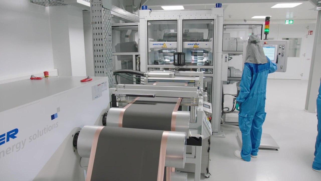 BMW Group Battery Cell Competence Center - Compaction of the electrode in a rolling mill (calendering), laser notching of the electrode and formation of electrode stacks