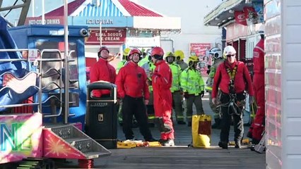 Firefighter training session on big wheel in Blackpool