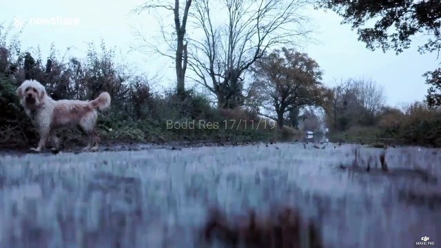 Drone footage captures devastating damage caused by flooding at UK reservoir