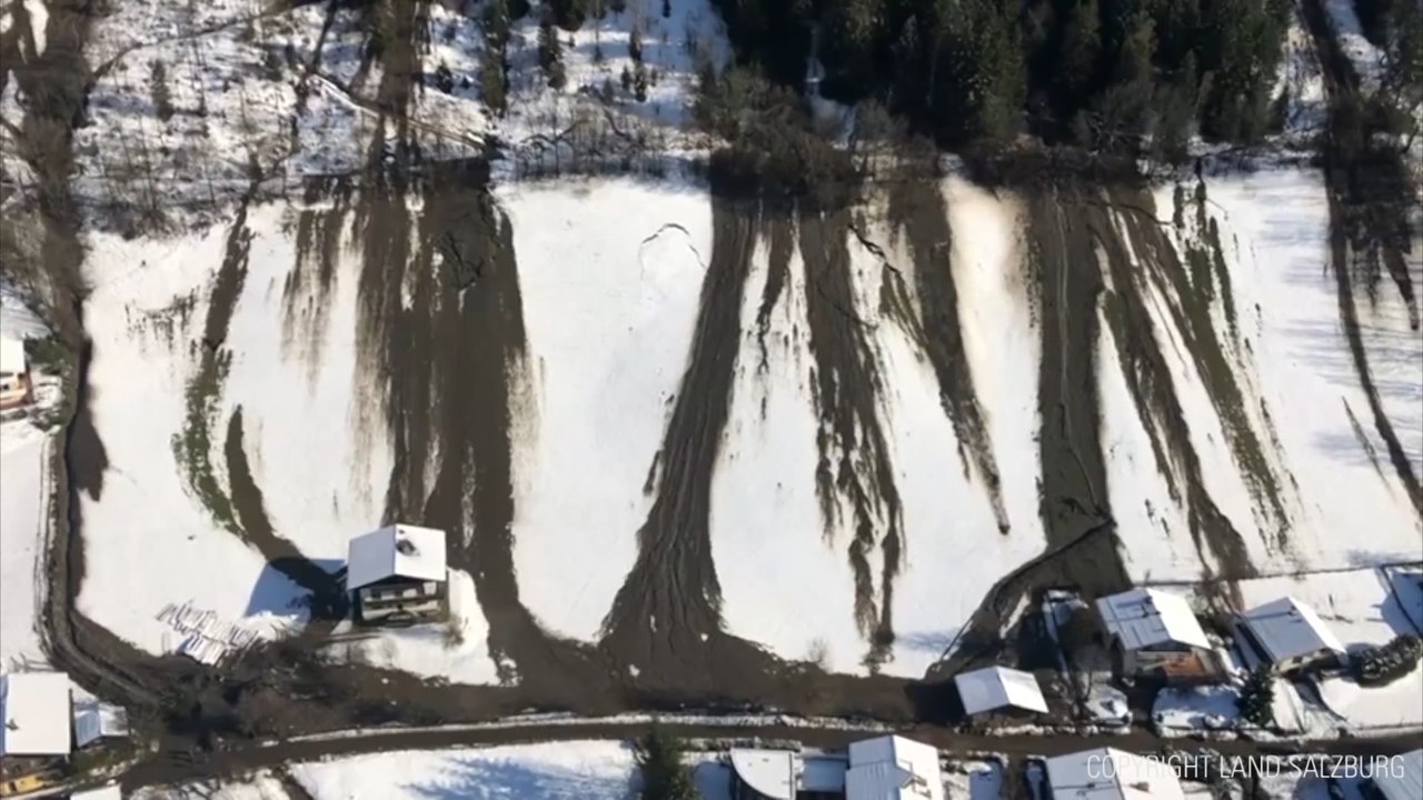 Luftaufnahmen von Murenabgängen im Gasteinertal