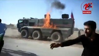 En Siria, prenden fuego a la patrulla rusa 