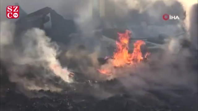 Bolu’da bir köyde 4 ev, 6 samanlık, 1 ahır yandı