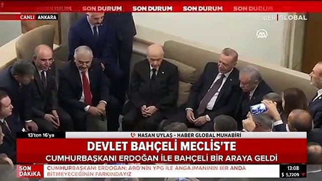 Cumhurbaşkanı Erdoğan Meclis'te MHP lideri Bahçeli ile bir araya geldi