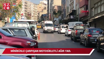Minibüsle çarpışan motosikletli ağır yaralandı