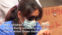 Anxious families wait outside besieged Hong Kong campus