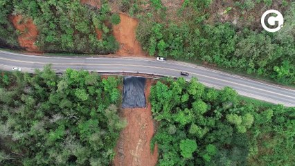 Descargar video: Imagens de drone mostram situação da BR 262 nesta terça-feira