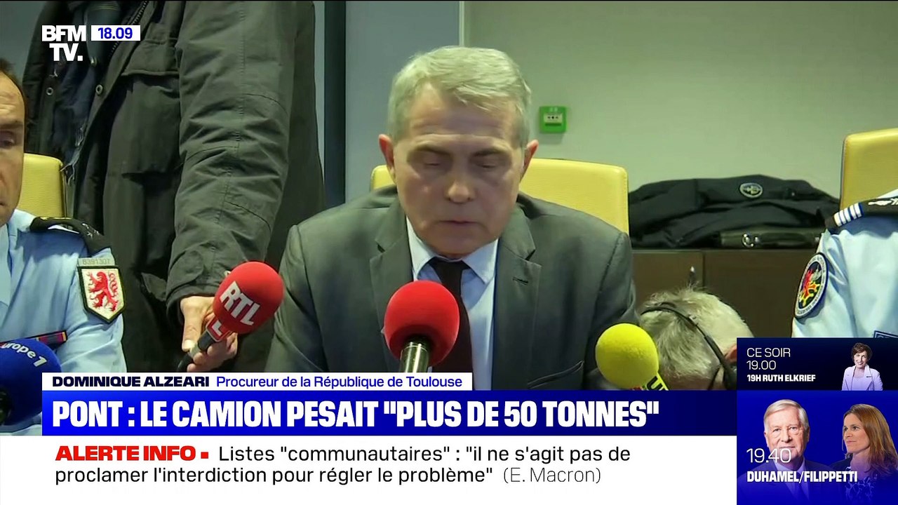 Pont effondré à Mirepoix: le camion pesait "plus de 50 tonnes" – 19/11