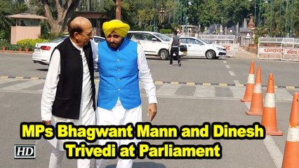 MPs Bhagwant Mann and Dinesh Trivedi at Parliament