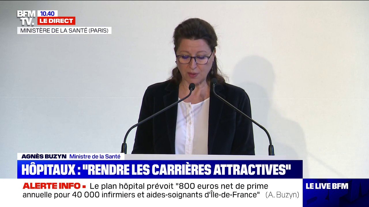 Plan hôpital: Agnès Buzyn prévoit "une prime annuelle de 800 euros aux 40.000 infirmiers gagnant moins de 1800 euros mensuels" en Île-de-France
