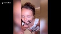 Hilarious moment ‘hooligan baby’ decorates herself with her mother's mascara