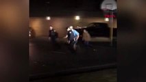 Gürültü ihbarına giden polis, gençlere katılıp basketbol oynadı