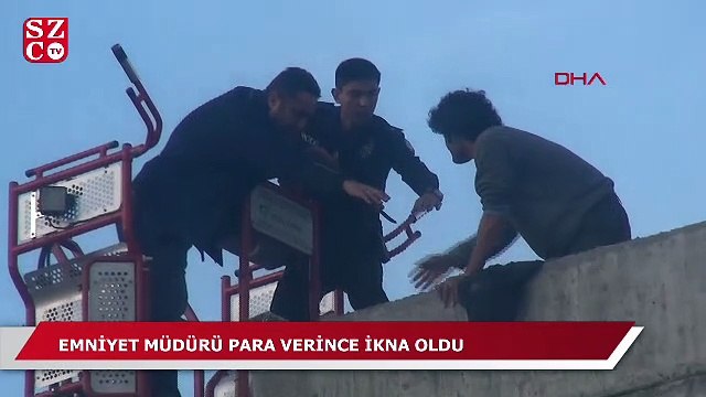 İntihar girişiminde bulunan genç, kaymakam ve emniyet müdürü para verince ikna oldu