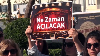 İşten çıkarılan tiyatrocular için protesto - ANTALYA