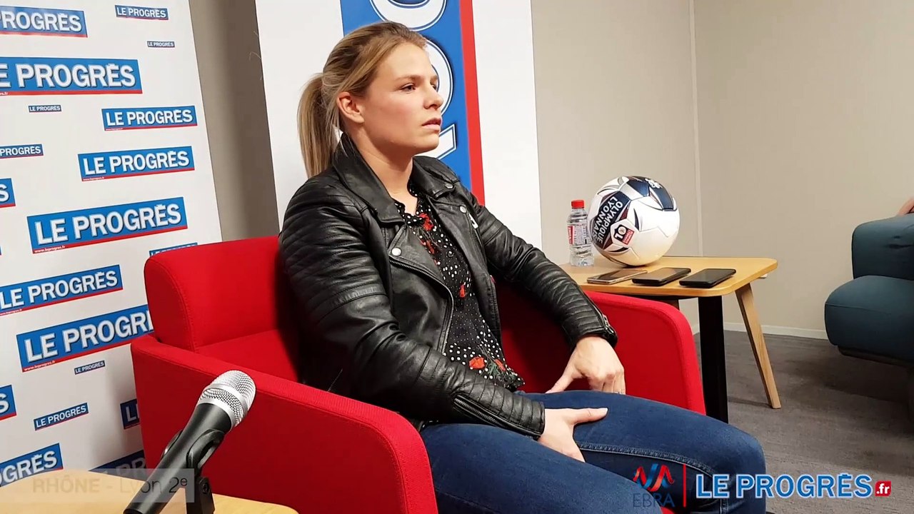Eugénie Le Sommer, attaquante de l’OL et de l’équipe de France face aux Lecteurs du Progrès