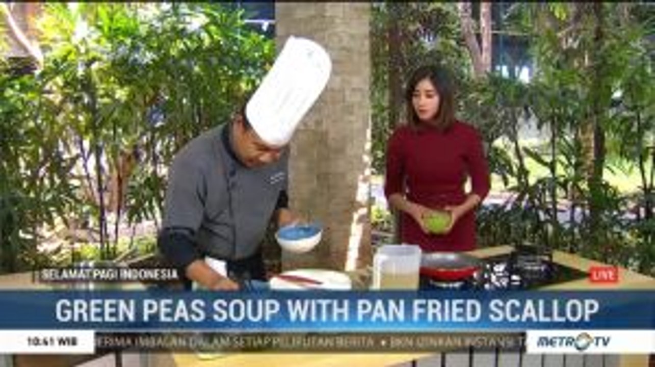 Kuliner Khas Prancis, Green Peas Soup with Pan Fried Scallop
