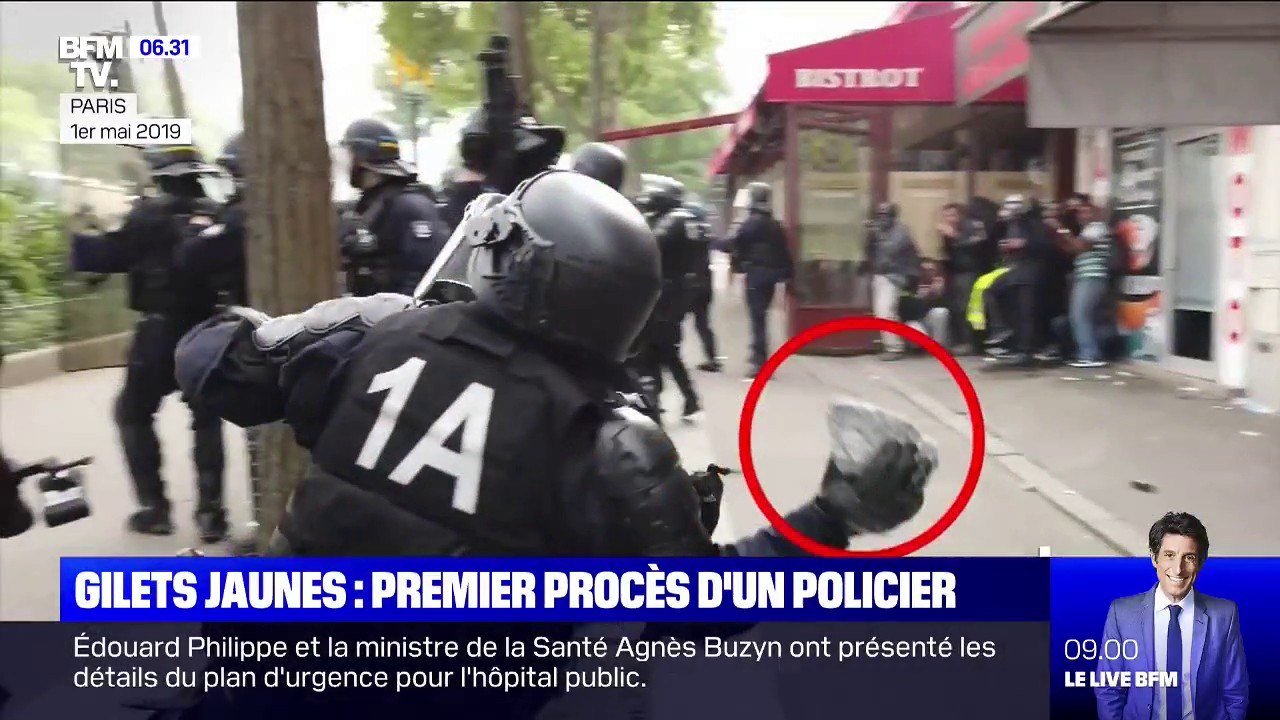 Le policier qui a lancé un pavé sur des gilets jaunes le 1er mai dernier jugé