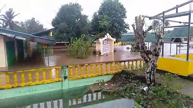 Homes flooded by tropical storm Fung-wong in the Philippines