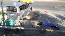 Kontrolden çıkan minibüs kum yığını ve çöp tenekelerine çarptı:1 ölü, 4 yaralı