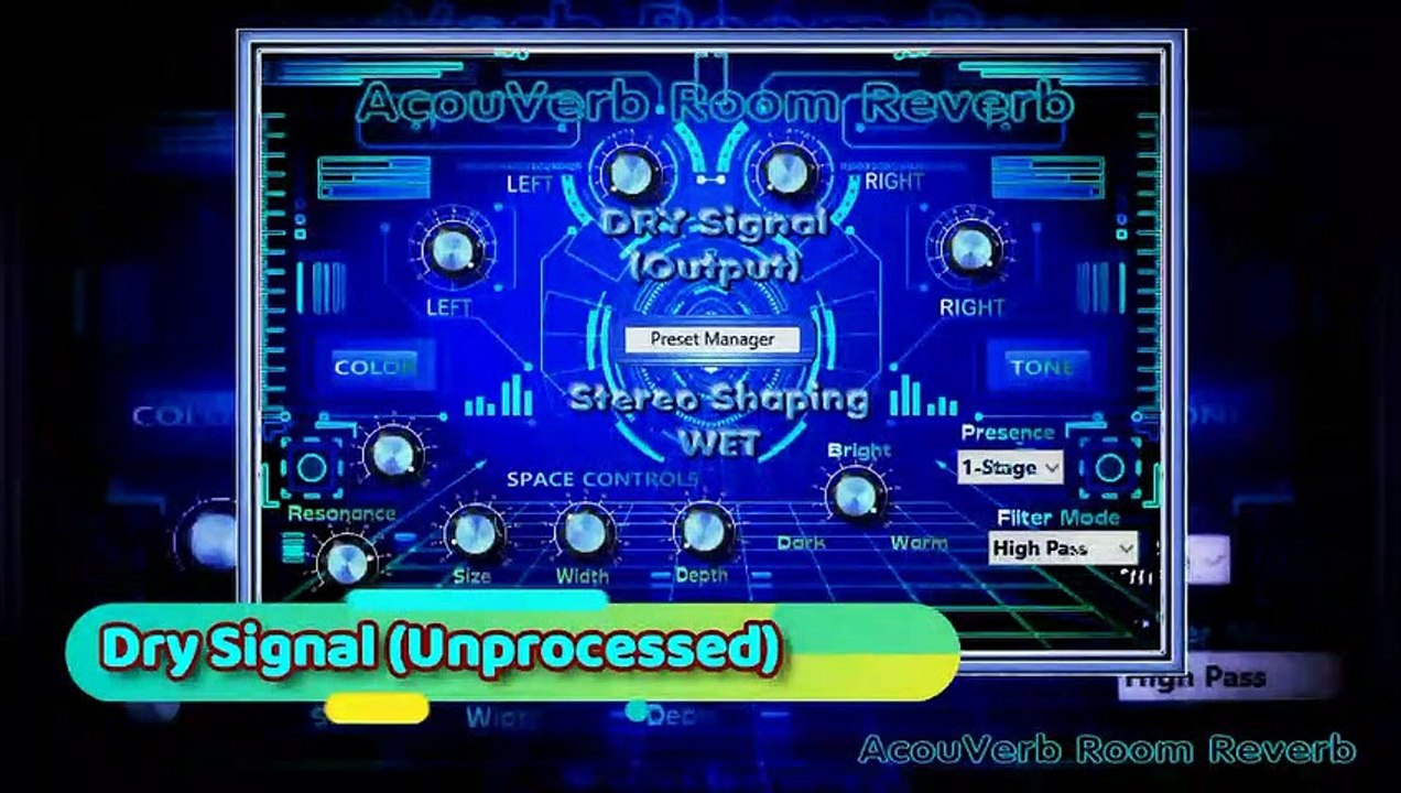 AcouVerb Room Reverb Effect VST VST3 Audio Unit Plugins 64 bit: Plate, Spring, Church, Opera, Amphitheater, Cave Reverb